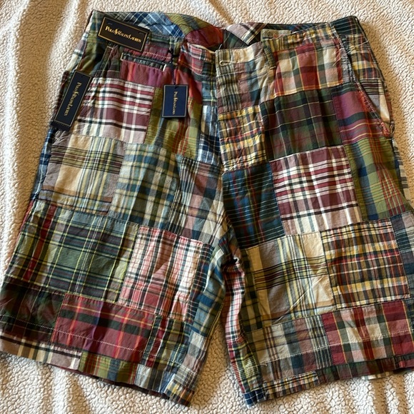 Patchwork Plaid Men Shorts - Picture 1 of 5